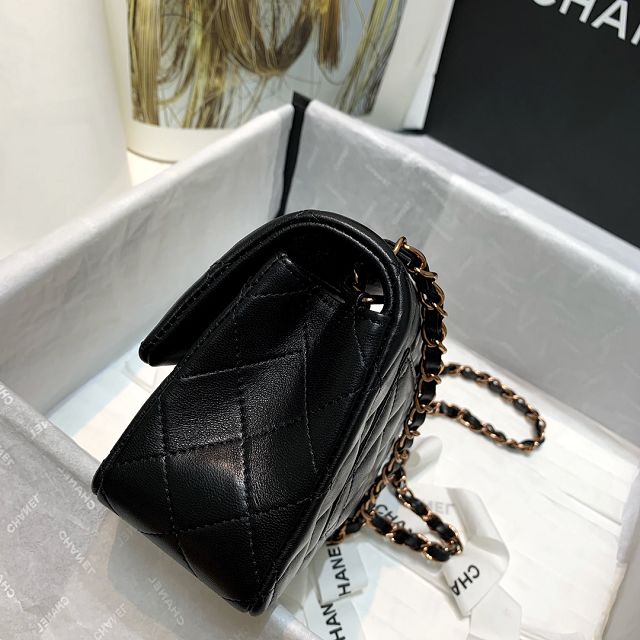 CC original lambskin mini flap bag A69900 black(rose gold)