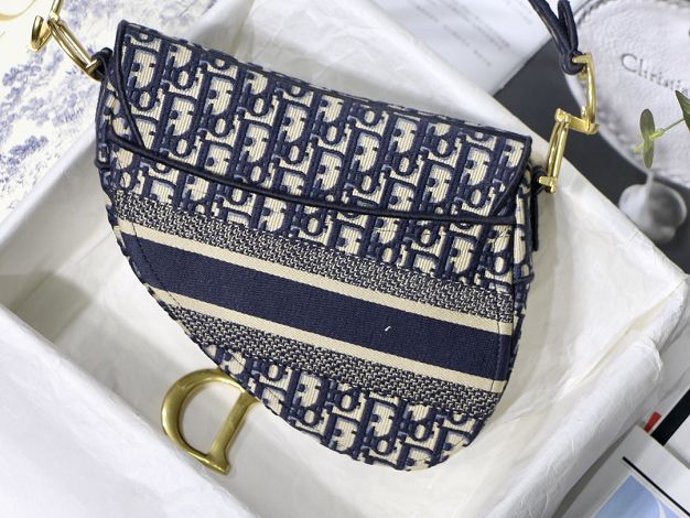 Dior original canvas saddle bag M0446 navy blue