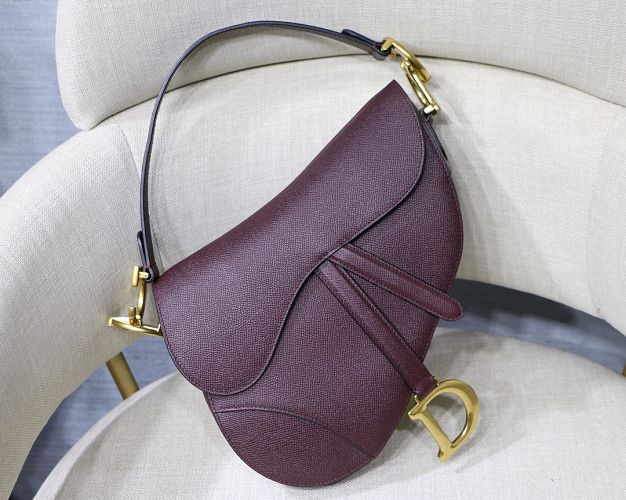 Dior original grained calfskin saddle bag M0446 burgundy