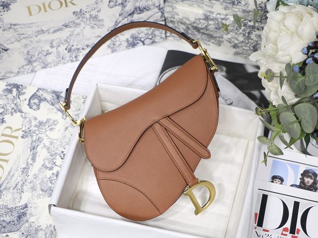 Dior original grained calfskin saddle bag M0446 caramel