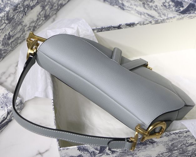 Dior original grained calfskin saddle bag M0446 grey