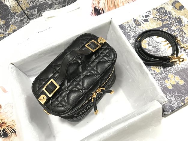 Dior original lambskin small vanity case S5488 black