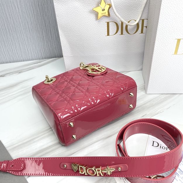 Dior original patent calfskin small my ABCdior bag M0538 hot pink