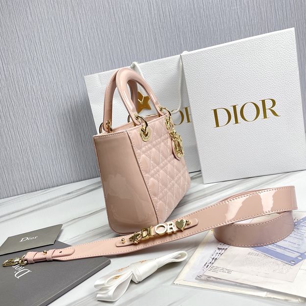 Dior original patent calfskin small my ABCdior bag M0538 pink