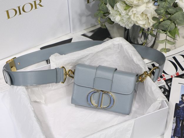 Dior original box calfskin mini 30 montaigne bag M9204 blue-gray