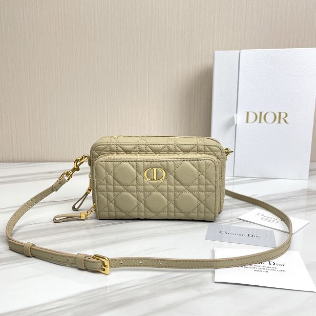 Dior original calfskin caro double pouch S5037 apricot