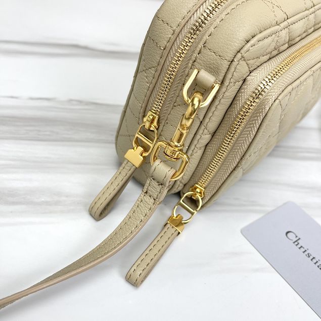 Dior original calfskin caro double pouch S5037 apricot