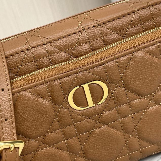 Dior original calfskin caro double pouch S5037 caramel