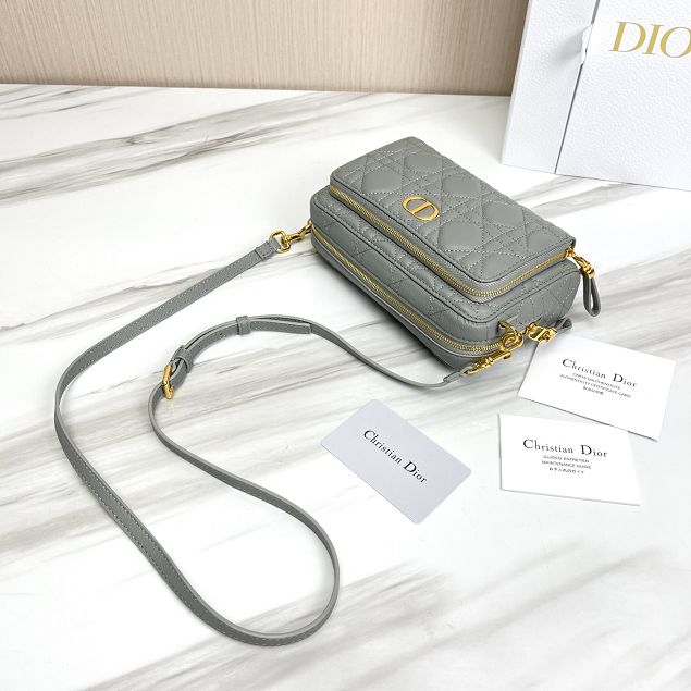 Dior original calfskin caro double pouch S5037 grey