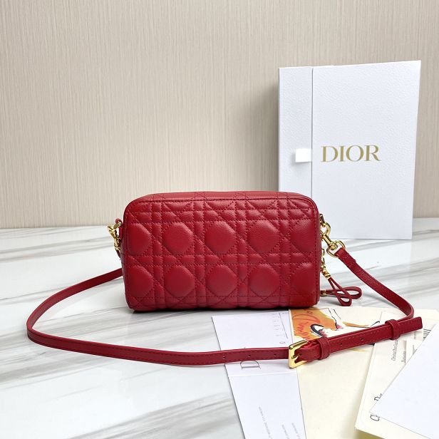 Dior original calfskin caro double pouch S5037 red