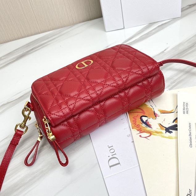 Dior original calfskin caro double pouch S5037 red