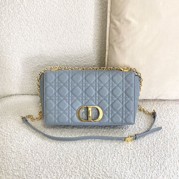 Dior original calfskin large caro bag M9243 light blue