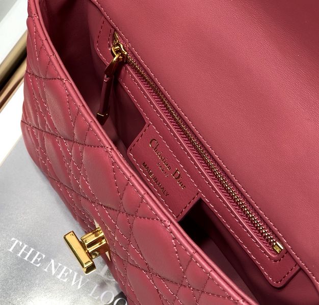 Dior original calfskin small caro bag M9241 hot pink