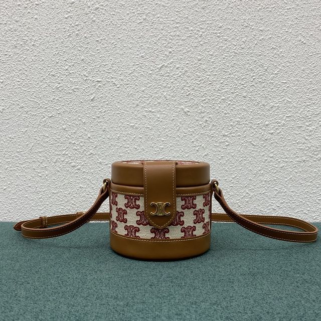 Celine original triomphe canvas small tambour bag 195642 bordeaux