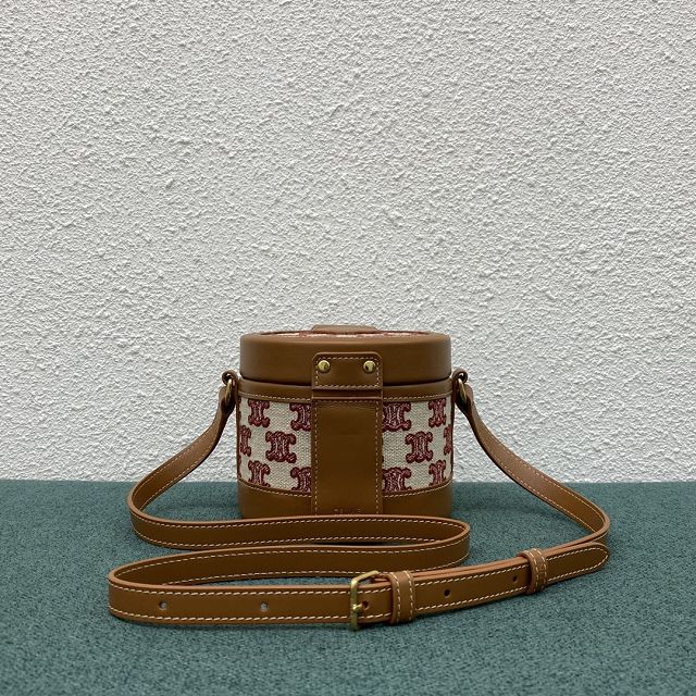 Celine original triomphe canvas small tambour bag 195642 bordeaux