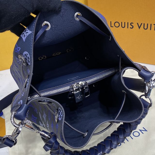 Louis vuitton original mahina leather muria bucket bag M59554 blue