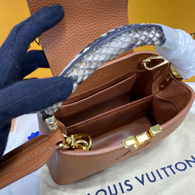 Louis vuitton original calfskin capucines mini handbag N99387 caramel