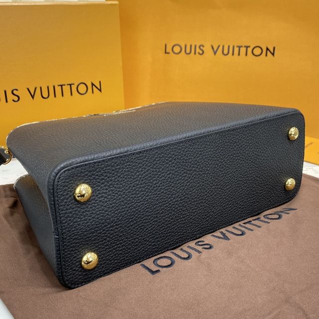 Louis vuitton original calfskin capucines pm handbag N95383 black