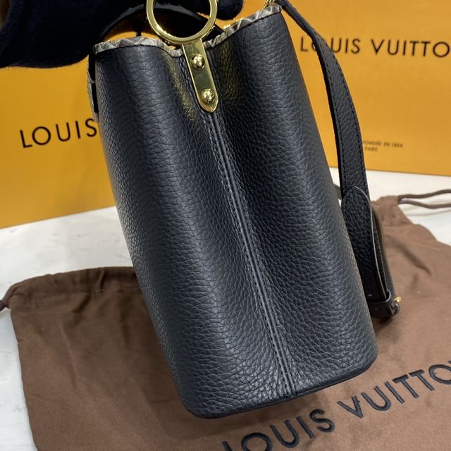 Louis vuitton original calfskin capucines pm handbag N95383 black