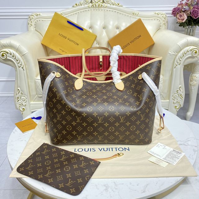 Louis vuitton original monogram canvas neverfull gm M40991 red