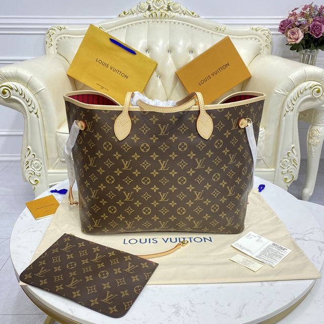 Louis vuitton original monogram canvas neverfull gm M40991 red