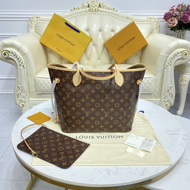 Louis vuitton original monogram canvas neverfull mm M40995 beige