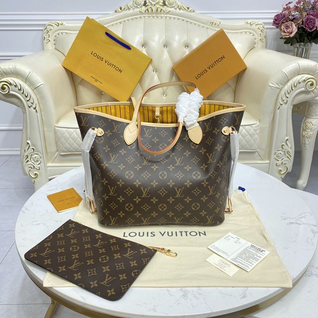 Louis vuitton original monogram canvas neverfull mm M40997 yellow