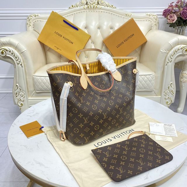 Louis vuitton original monogram canvas neverfull mm M40997 yellow