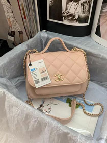 CC original grained calfskin small top handle flap bag A93749 light pink