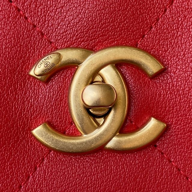 2022 CC original calfskin hobo handbag AS2844 red