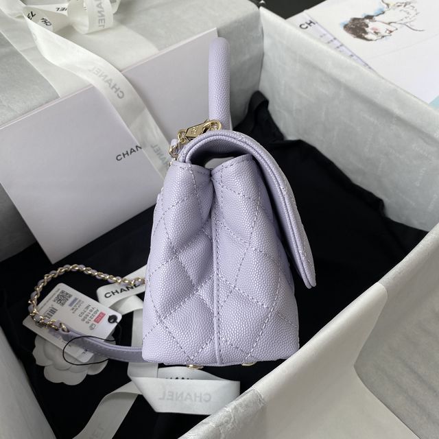 CC original grained calfskin mini coco handle bag AS2215 light purple