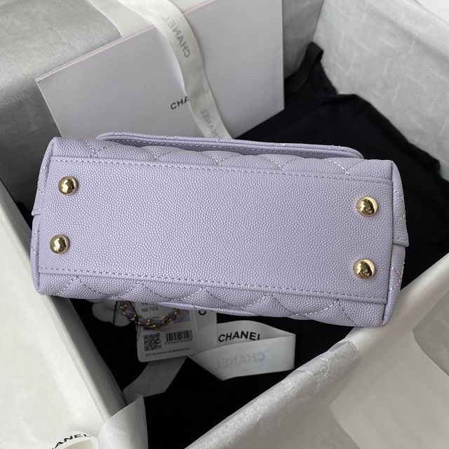 CC original grained calfskin mini coco handle bag AS2215 light purple
