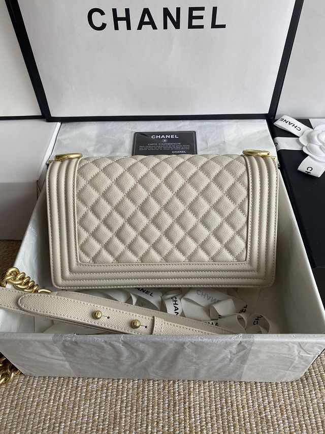 CC original fine grained calfskin medium boy handbag A67086 white