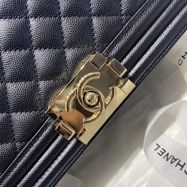 CC original grained calfskin medium boy handbag A67086 black