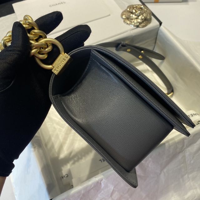 CC original grained calfskin medium boy handbag A67086 dark grey