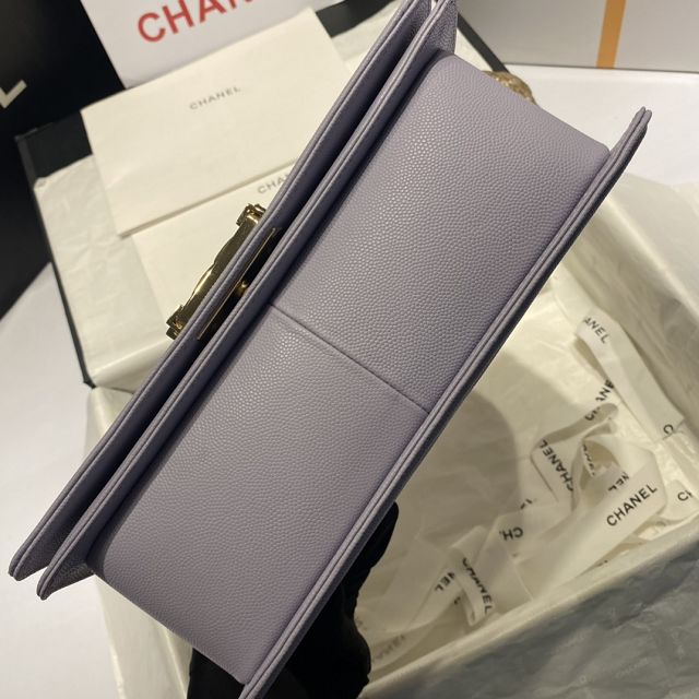 CC original grained calfskin medium boy handbag A67086-2 light purple