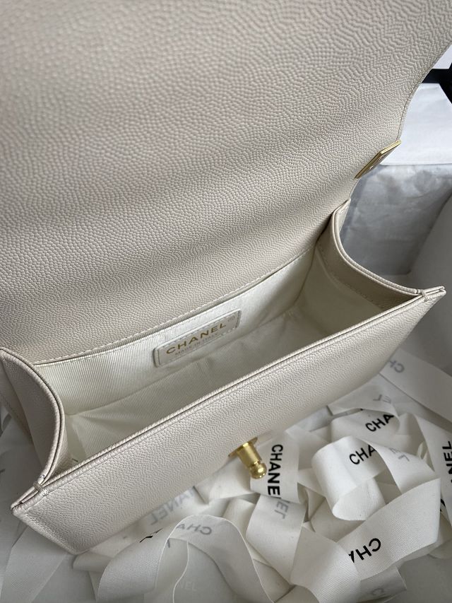 CC original fine grained calfskin small boy handbag A67085-2 white
