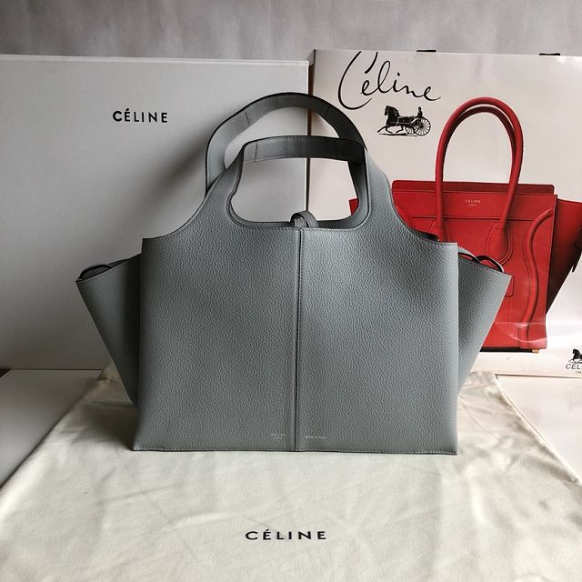 Celine original calfskin tri-fold shopping bag 179043 grey