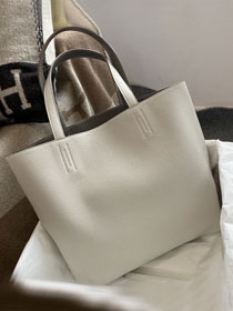 Hermes original calfskin reversible shoping bag K0298 white&grey