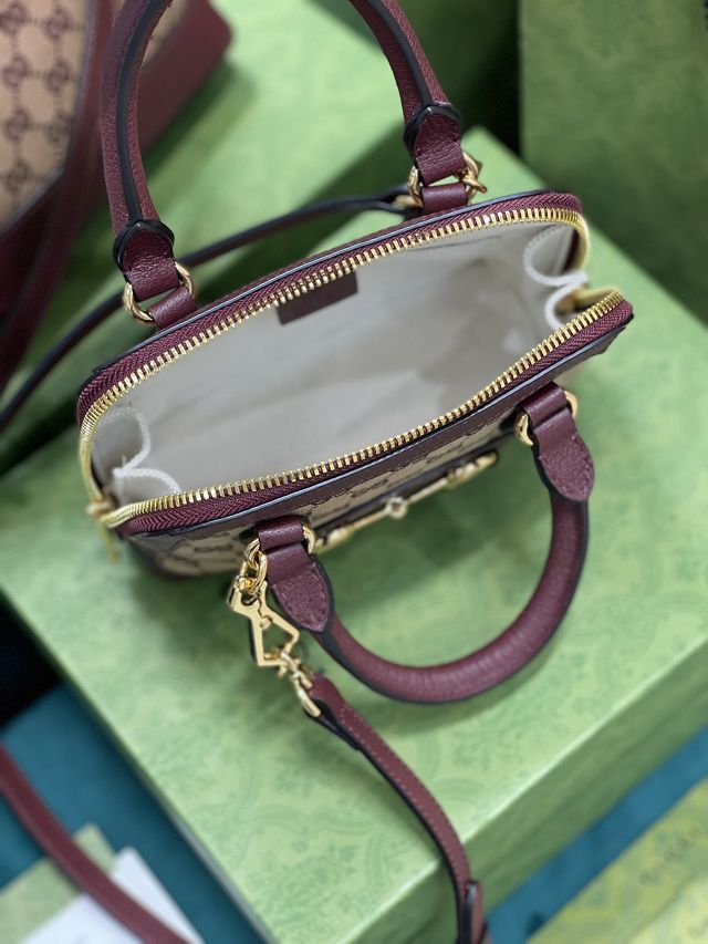 2022 GG original canvas horsebit 1955 mini top handle bag 640716 burgundy