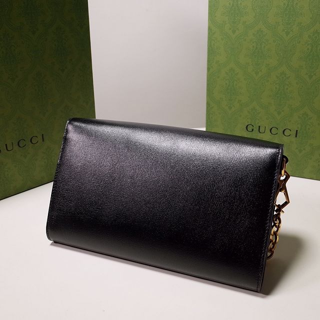 GG original calfskin horsebit 1955 small bag 677286 black