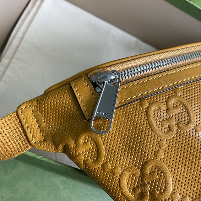 GG original embossed calfskin belt bag 658582 yellow