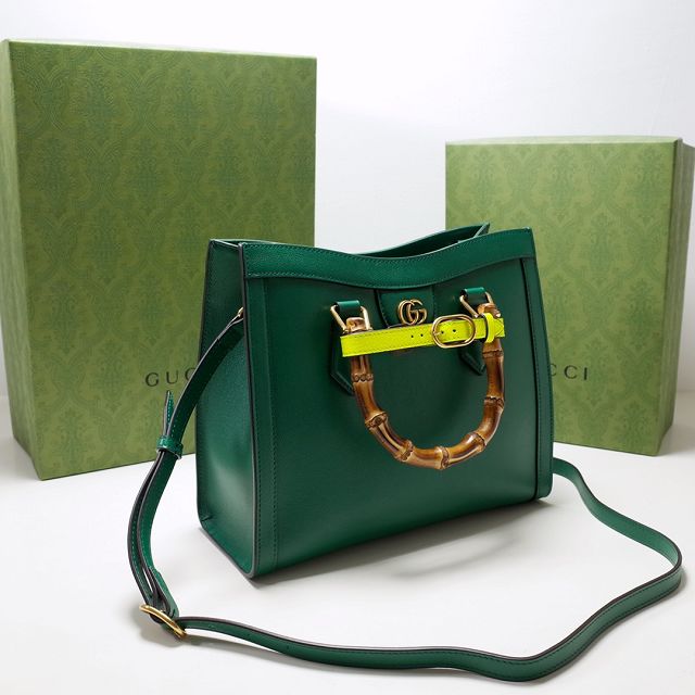 2022 GG original calfskin diana small tote bag 660195 green