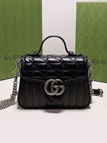 2022 GG original calfskin marmont mini top handle bag 583571 black