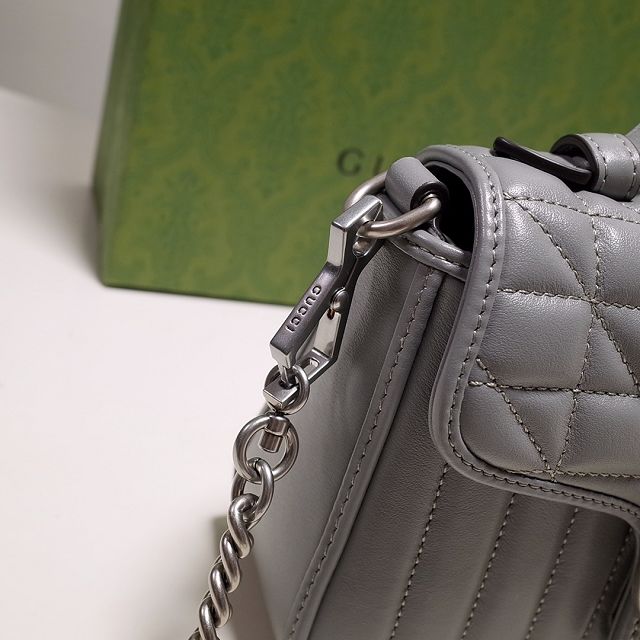 2022 GG original calfskin marmont mini top handle bag 583571 grey