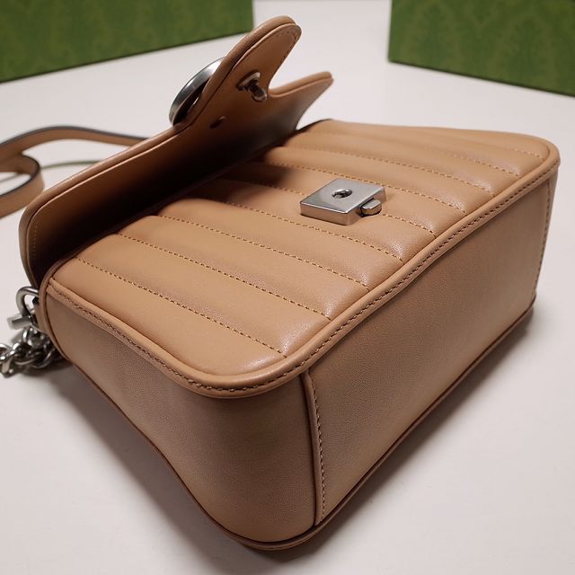 2022 GG original calfskin marmont mini top handle bag 583571 rose beige