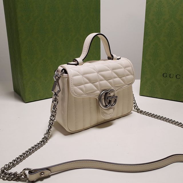 2022 GG original calfskin marmont mini top handle bag 583571 white