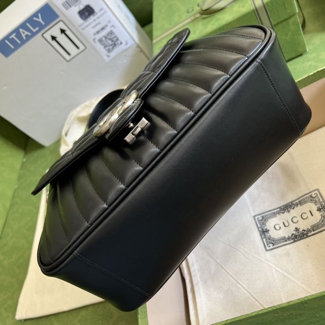 2022 GG original calfskin marmont small top handle bag 498110 black