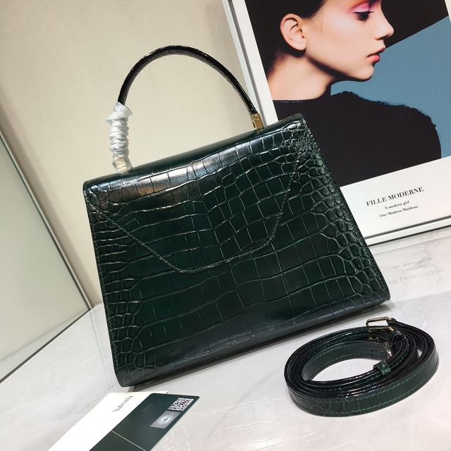 Valextra original crocodile calfskin iside medium bag 56028 dark green