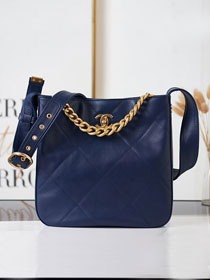 2022 CC original calfskin hobo handbag AS2844 navy blue